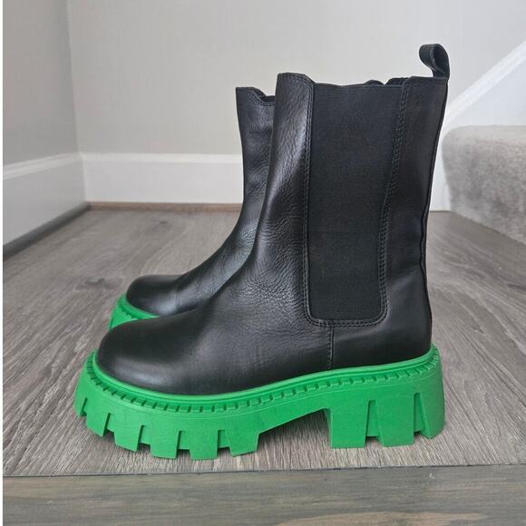 New Steve Madden Chunky Green Lug Sole Chelsea Boots size 39 - Picture 2 of 6